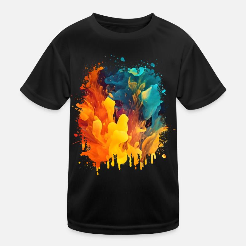 Coole Abstrakte Kunst: Farbenfrohe Flüssigkeit Kinder Funktions-T-Shirt