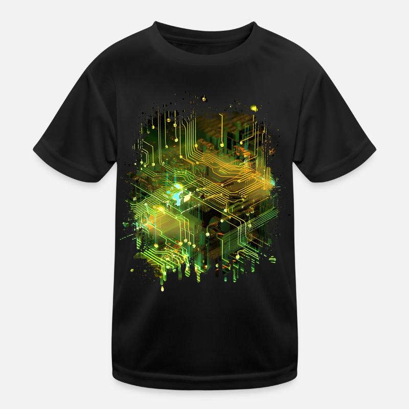 Abstrakte Kunst: Digitaler Datenstrom Mainboard Kinder Funktions-T-Shirt