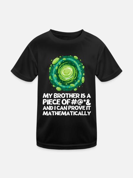 Ich hasse meinen Bruder Spruch mit Cartoon Portal - Kinder Funktions-T-Shirt - Schwarz - Vorne