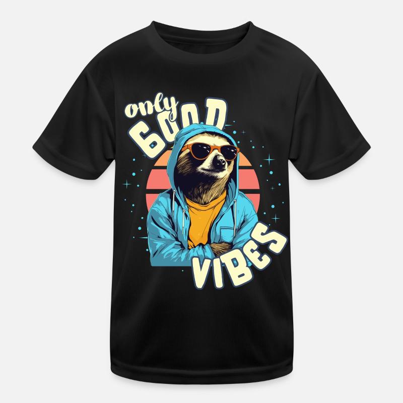 Only Good Vibes: Good Life Sloth with Jacket Kids Functional T-Shirt