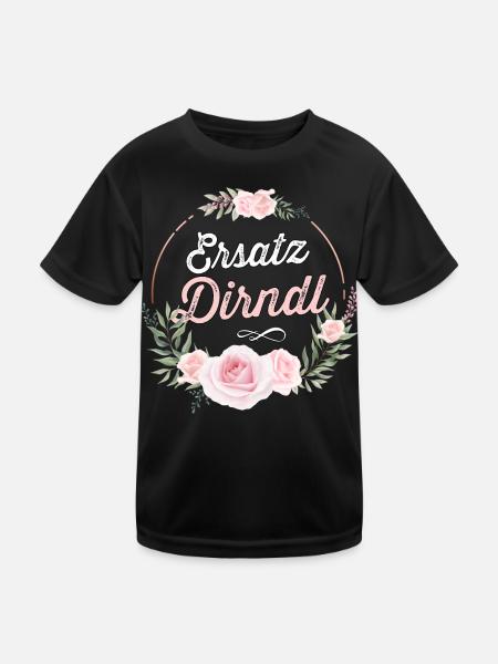 Ersatz Dirndl Shirt Trachten Damen Trachtenshirt - Kinder Funktions-T-Shirt - Schwarz - Vorne