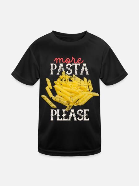 Pâtes, spaghetti aux macaronis drôle de dicton - T-shirt sport Enfant - noir - Devant