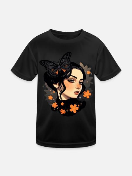 Aesthetic Girl: Gothic Wave Design with - Kids Functional T-Shirt - black - Front