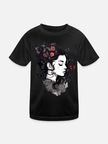 Filles gothiques et papillons: esthétique - T-shirt sport Enfant - noir - Devant