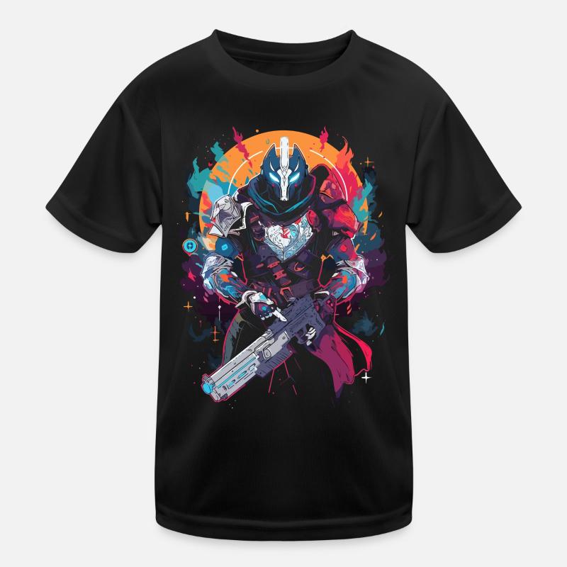 Epic Gamer Guardian avec Flames Moon Background T-shirt sport Enfant