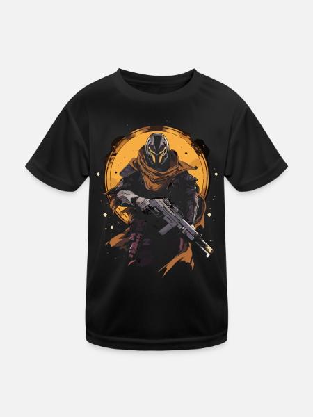 Epic Gamer Guardian with cape with moon on the - Kids Functional T-Shirt - black - Front