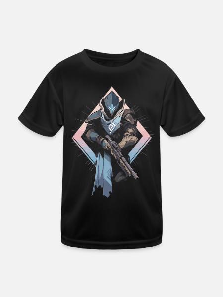 Epic Gamer Guardian with Pastel Colors Background - Kids Functional T-Shirt - black - Front