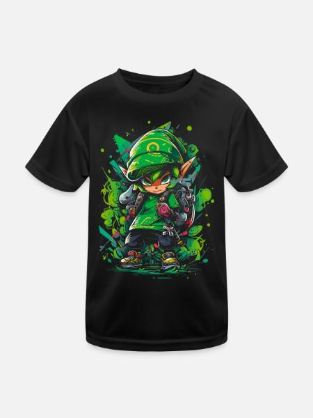 Cool gamer look: The legend of the forest boy - Kids Functional T-Shirt - black - Front