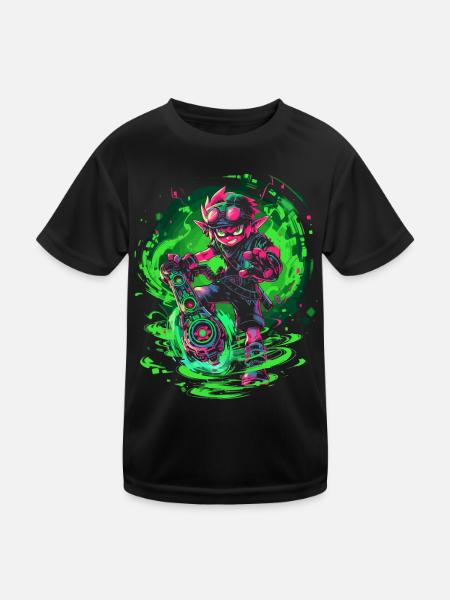 Legendärer Waldjunge: Zwilichtiges Gaming-Design - Kinder Funktions-T-Shirt - Schwarz - Vorne