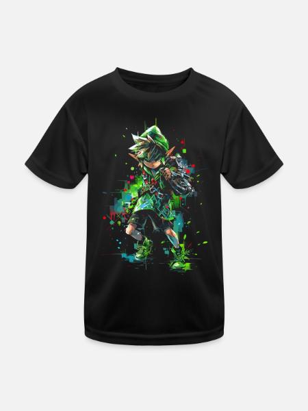Cooles Gaming-Design zeigt legendären Waldjungen - Kinder Funktions-T-Shirt - Schwarz - Vorne
