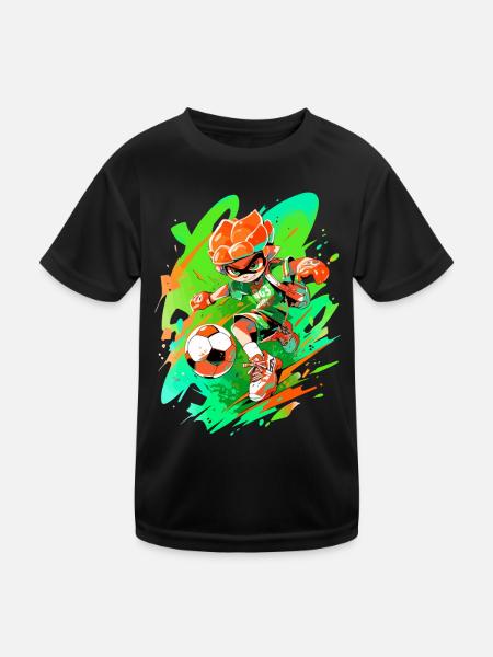 Footballeur de dessin animé unique dans le style de jeu - T-shirt sport Enfant - noir - Devant