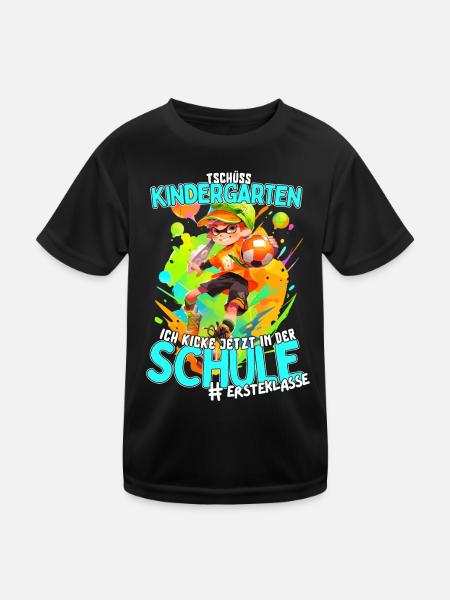 Kindergarten Ade: Fußball 2023 Einschulung Junge - Kinder Funktions-T-Shirt - Schwarz - Vorne