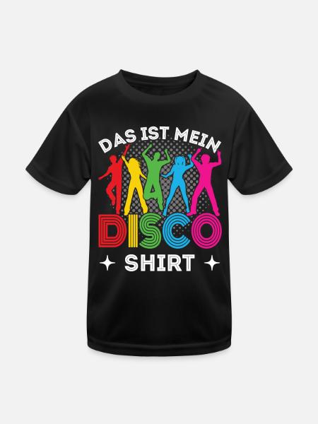 Disco Outfit 80er 70er Jahre Disko Party Kostüm - Kinder Funktions-T-Shirt - Schwarz - Vorne