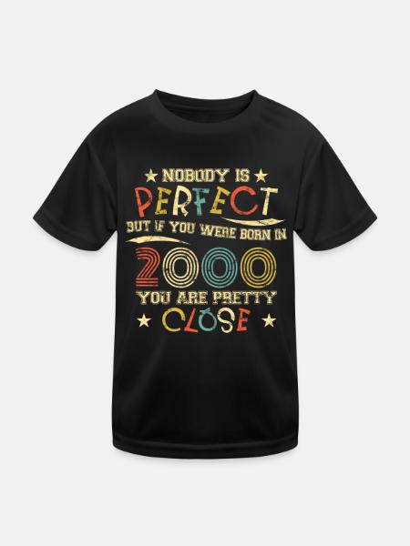 2000 Geburtstag Vintage Nobody is perfect - Kinder Funktions-T-Shirt - Schwarz - Vorne