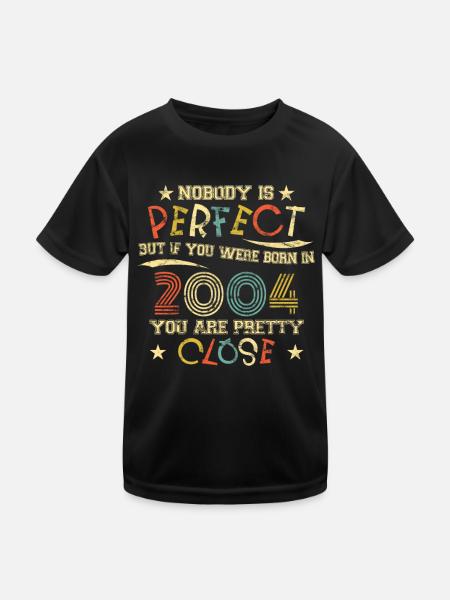 2004 Geburtstag Vintage Nobody is perfect - Kinder Funktions-T-Shirt - Schwarz - Vorne