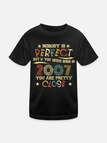 2007 Geburtstag Vintage Nobody is perfect - Kinder Funktions-T-Shirt - Schwarz - Vorne