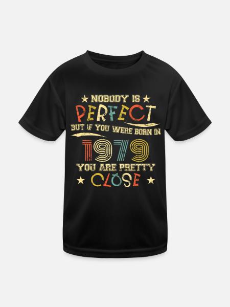 1979 Geburtstag Vintage Nobody is perfect - Kinder Funktions-T-Shirt - Schwarz - Vorne