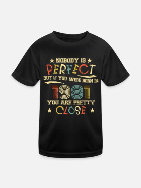 1981 Geburtstag Vintage Nobody is perfect - Kinder Funktions-T-Shirt - Schwarz - Vorne