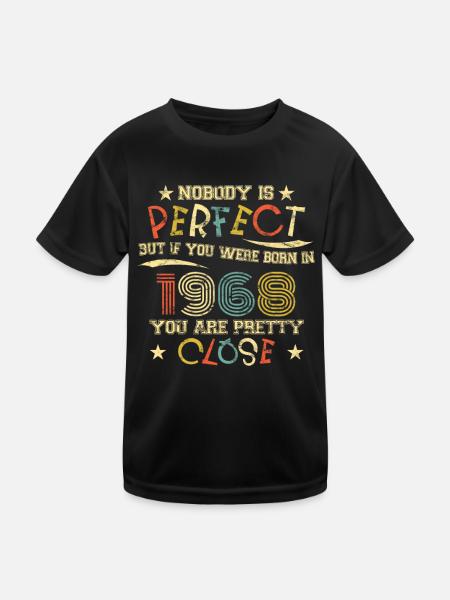 1968 Geburtstag Vintage Nobody is perfect - Kinder Funktions-T-Shirt - Schwarz - Vorne