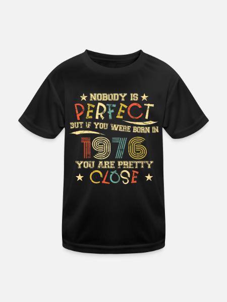 1976 Geburtstag Vintage Nobody is perfect - Kinder Funktions-T-Shirt - Schwarz - Vorne