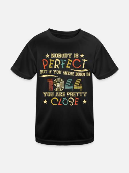 1944 Geburtstag Vintage Nobody is perfect - Kinder Funktions-T-Shirt - Schwarz - Vorne