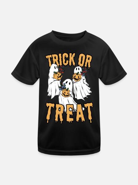 Trick or Treat Halloween design with ghosts - Kids Functional T-Shirt - black - Front