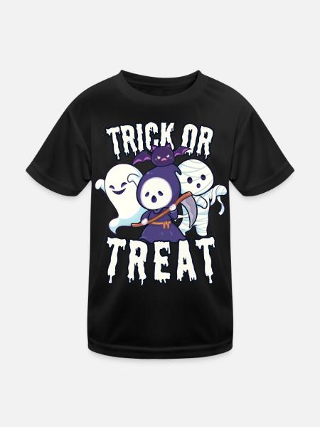 Trick or Treat Halloween Ghost Mummy and Reaper - T-shirt sport Enfant - noir - Devant