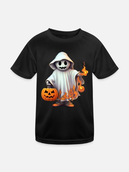 Ghoulishes Jack O' Lantern Kostüm Happy Halloween! - Kinder Funktions-T-Shirt - Schwarz - Vorne