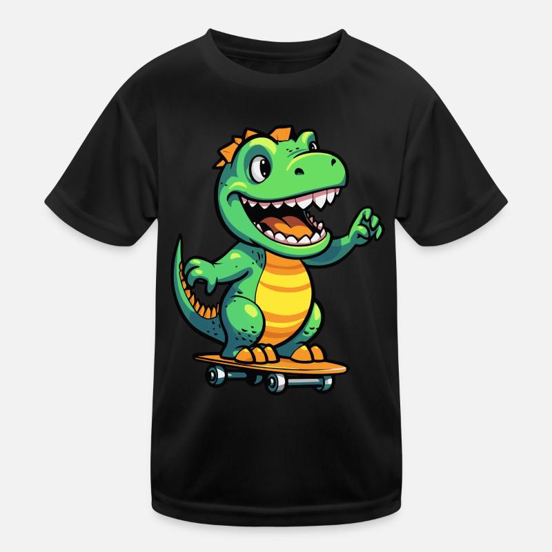 Cooler T-Rex skatet! Dino-Power auf dem Skateoard Kinder Funktions-T-Shirt