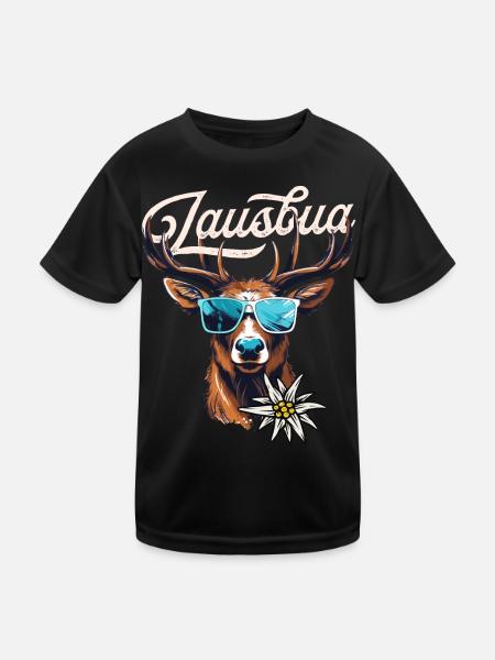 Lausbua T-Shirt Herren Trachtenshirt Trachtenhemd - Kinder Funktions-T-Shirt - Schwarz
