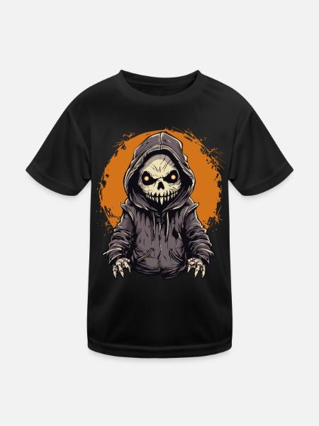 Gruseliger süßer Grim Reaper Vollmond Halloween - Kinder Funktions-T-Shirt - Schwarz - Vorne