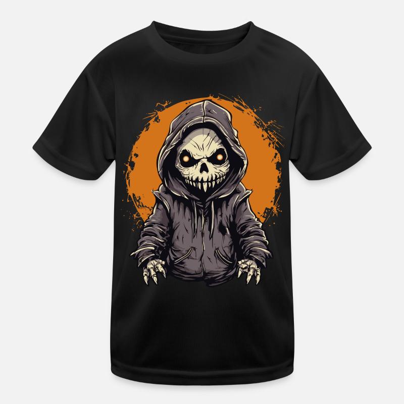 Creepy cute Grim Reaper Full Moon Halloween Kids Functional T-Shirt