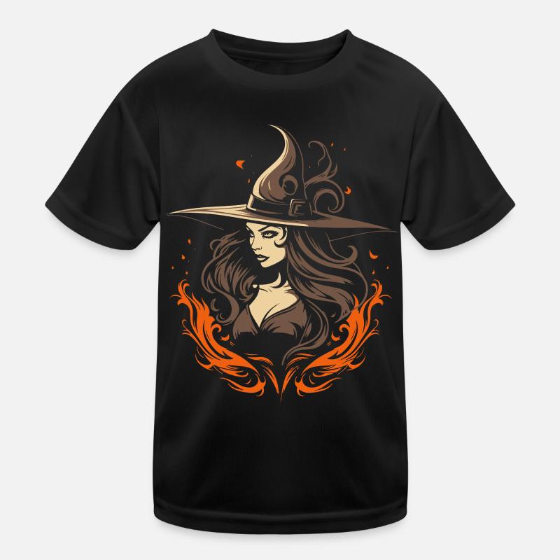 Magische Hexenpracht: Elegante moderne Hexe Feuer Kinder Funktions-T-Shirt