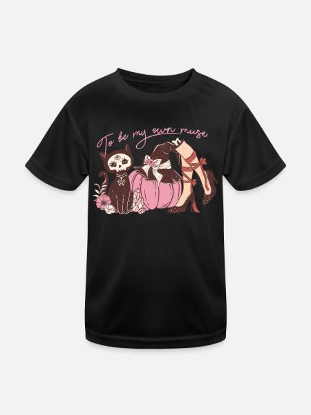 Design vintage d’Halloween: Être ma sorcière ow - T-shirt sport Enfant - noir - Devant