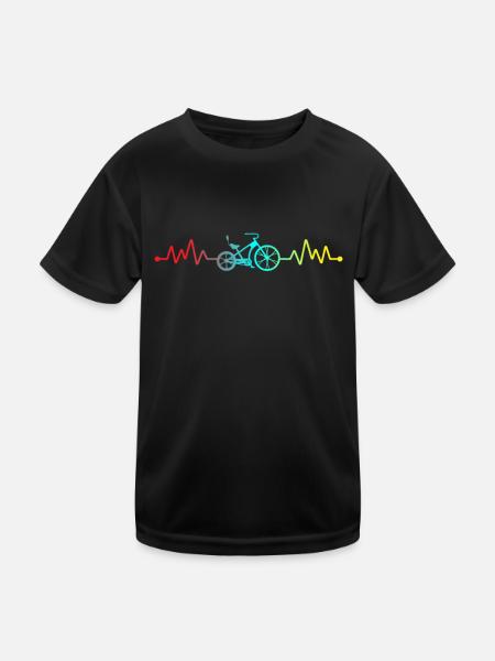 Retro bike heartbeat design for cyclists bikers - Kids Functional T-Shirt - black - Front