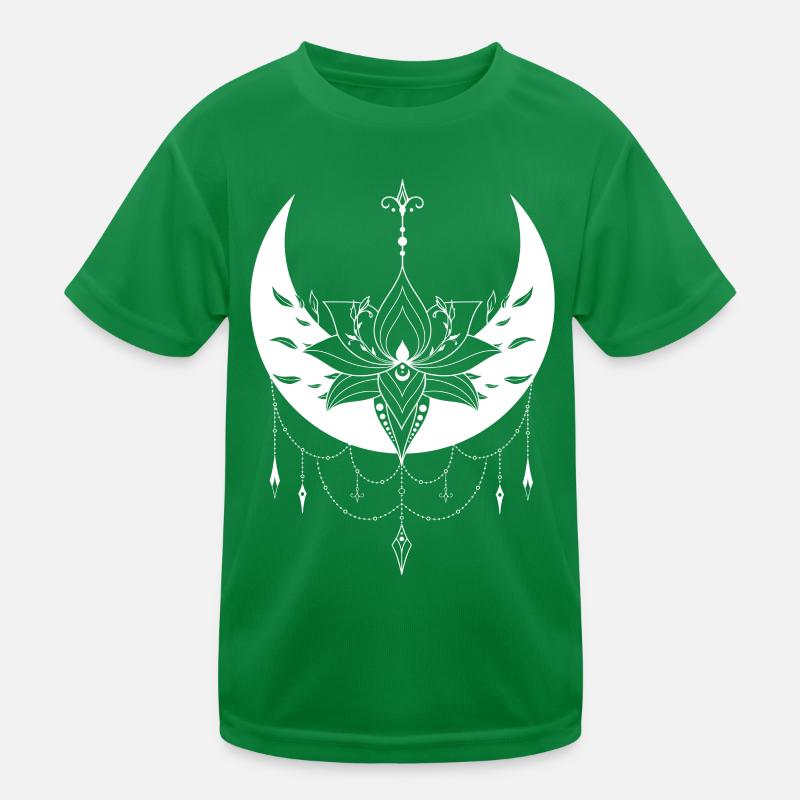 Mystical crescent lotus for Wicca and pagans Kids Functional T-Shirt