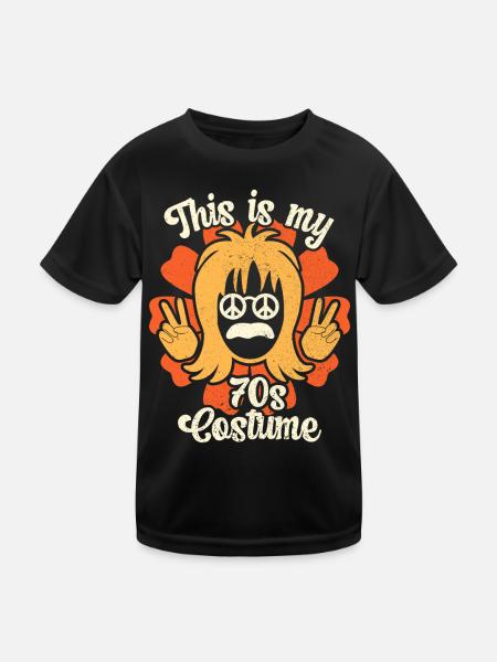 70s Party Seventies 1970s Disco Costume - T-shirt sport Enfant - noir - Devant