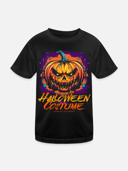 Horror Kürbisgesicht - Vintage Halloween Kostüm - Kinder Funktions-T-Shirt - Schwarz - Vorne