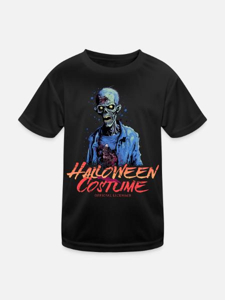 Blauer Horror Zombie - Halloween Kostüm für Damen - Kinder Funktions-T-Shirt - Schwarz - Vorne