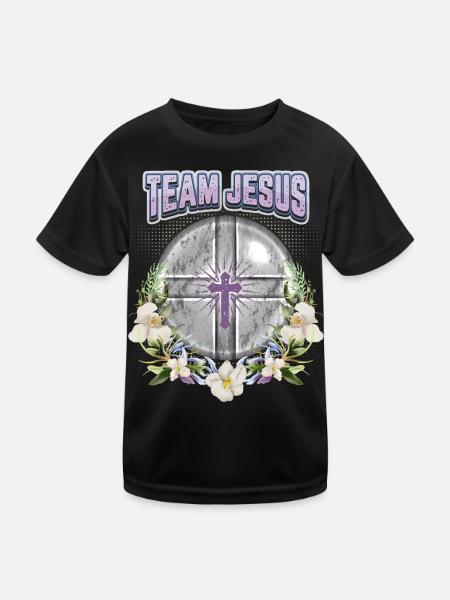 Jesus Christ Saying Vintage Orchids Team Jesus - Kids Functional T-Shirt - black - Front
