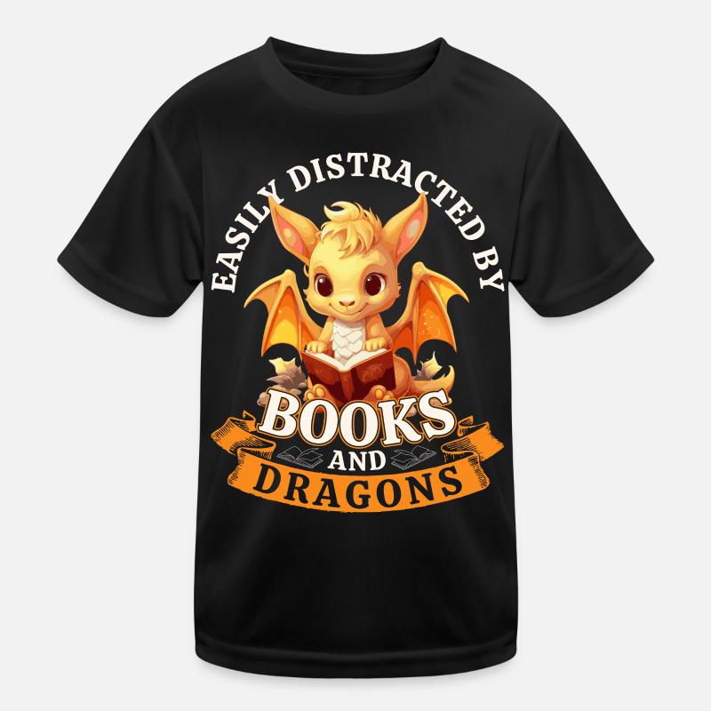 Easily Distracted By Books And Dragons: Drachen Kinder Funktions-T-Shirt