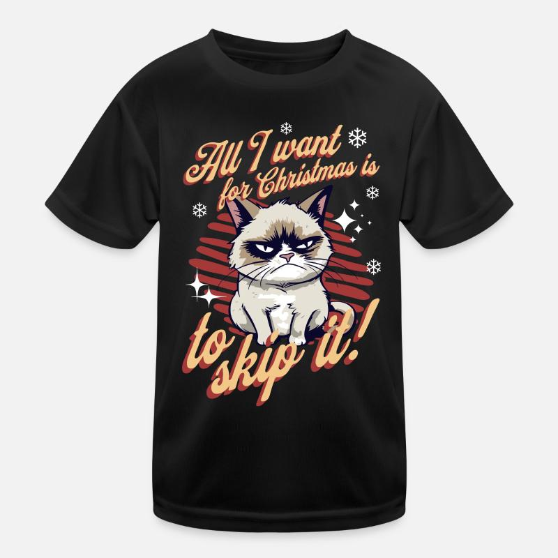 Angry Cat Xmas Sarcastic Funny Cat Meme Kids Functional T-Shirt