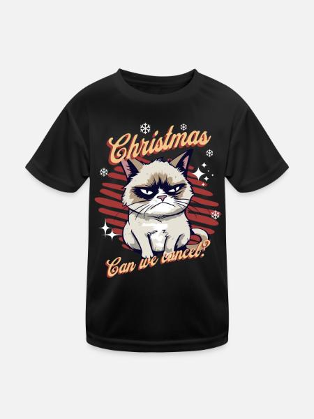 Wütende Katze Xmas Sarkastisch Lustige Katze Meme - Kinder Funktions-T-Shirt - Schwarz - Vorne