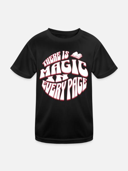 Magic on Every Page - Books Reading English Teacher - Kids Functional T-Shirt - black - Front