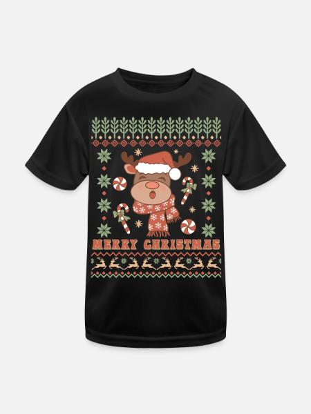 Merry Christmas - Santa Holidays Ugly Christmas - Kids Functional T-Shirt - black - Front