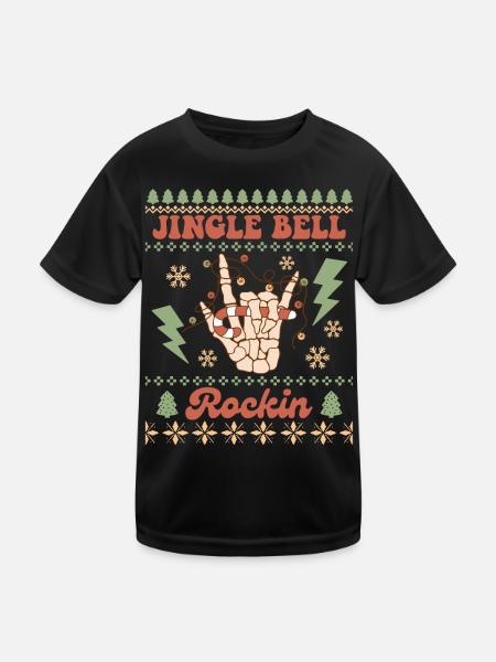 Jingle Bell Rockin - Santa Holidays Ugly Christmas - Kinder Funktions-T-Shirt - Schwarz - Vorne
