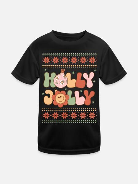 Holly Jolly Christmas - Holidays Ugly Christmas - Kids Functional T-Shirt - black - Front