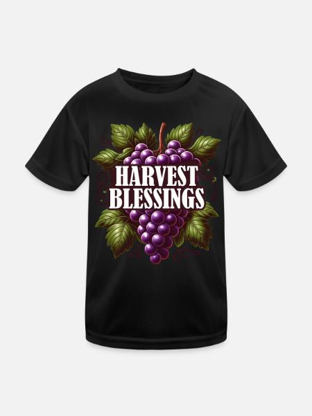 Blessing Harvest Thanksgiving Turkey Time for Boys - Kids Functional T-Shirt - black - Front