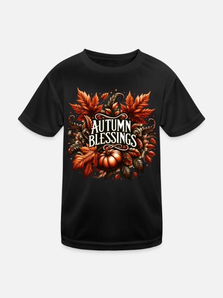 Autumn Fall - Thanksgiving Turkey Time for Boys - Kids Functional T-Shirt - black - Front