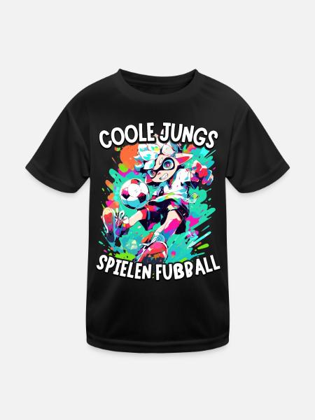 Coole Jungs spielen Fußball für Jungen Fußballer - Kinder Funktions-T-Shirt - Schwarz - Vorne